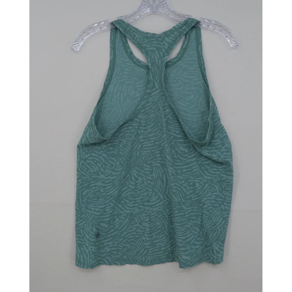 Athleta Racerback Tank Top Teal Green Animal Print Activewear Womens Small‎